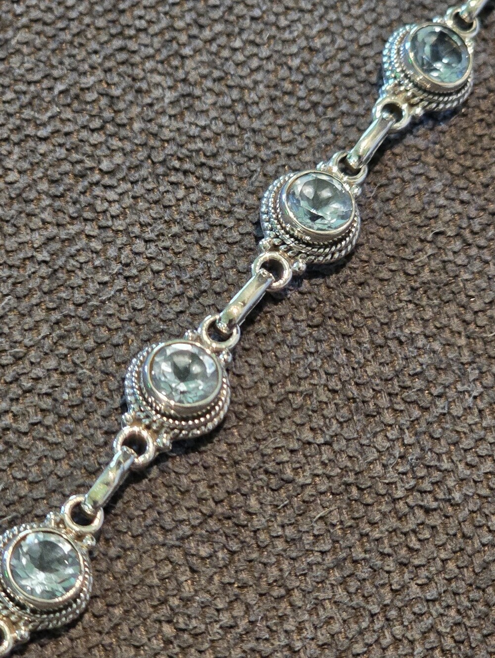 Sterling Silver Aquamarine Link Bracelet